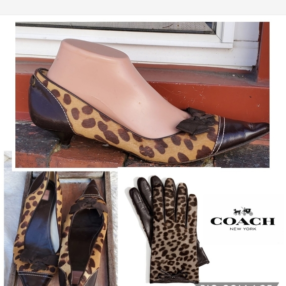 Coach Shoes - Coach ocelot kitten heels pony hair pumps 9.5